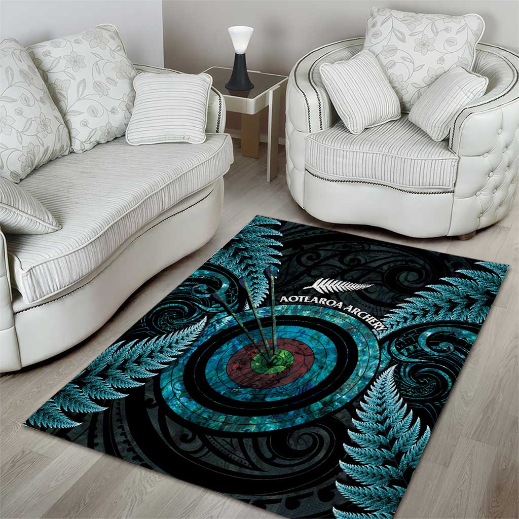 New Zealand Archery Area Rug Aotearoa Silver Fern Maori - Polynesian Pride
