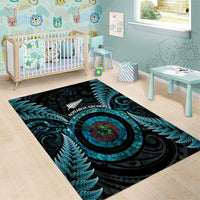 New Zealand Archery Area Rug Aotearoa Silver Fern Maori - Polynesian Pride