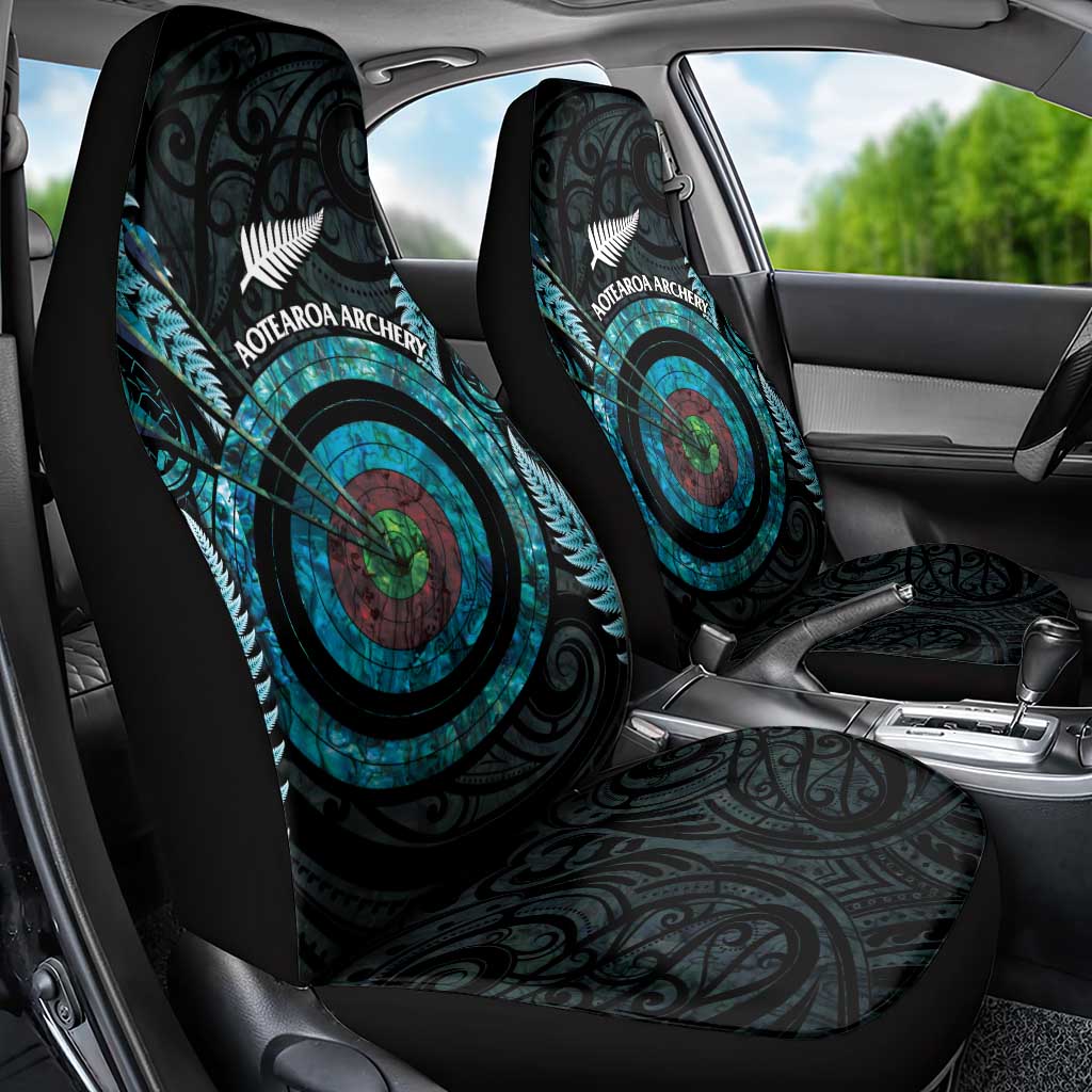 New Zealand Archery Car Seat Cover Aotearoa Silver Fern Maori - Polynesian Pride