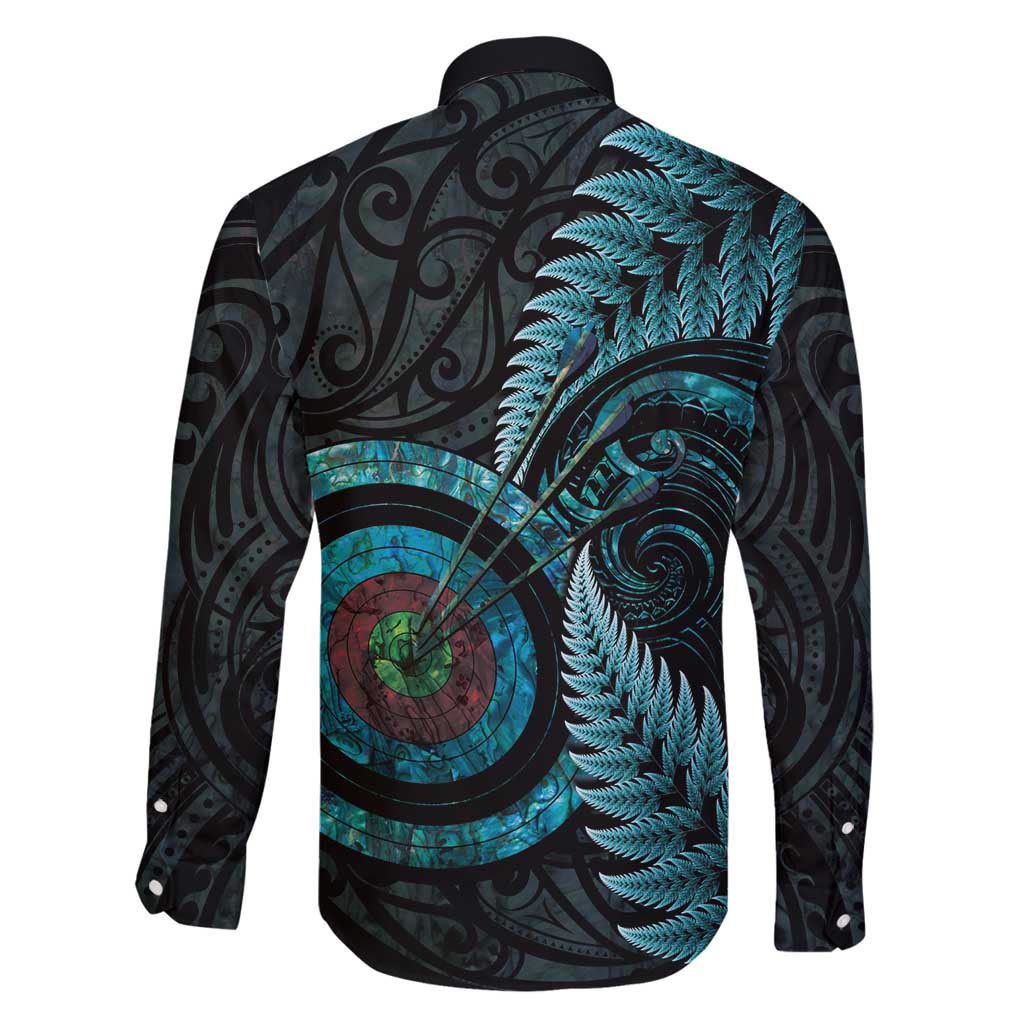 New Zealand Archery Family Matching Off Shoulder Maxi Dress and Hawaiian Shirt Aotearoa Silver Fern Maori LT14 - Polynesian Pride