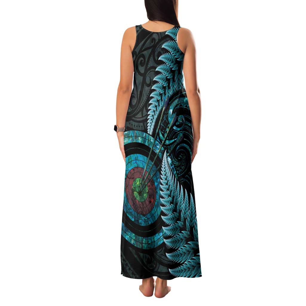 New Zealand Archery Family Matching Tank Maxi Dress and Hawaiian Shirt Aotearoa Silver Fern Maori LT14 - Polynesian Pride