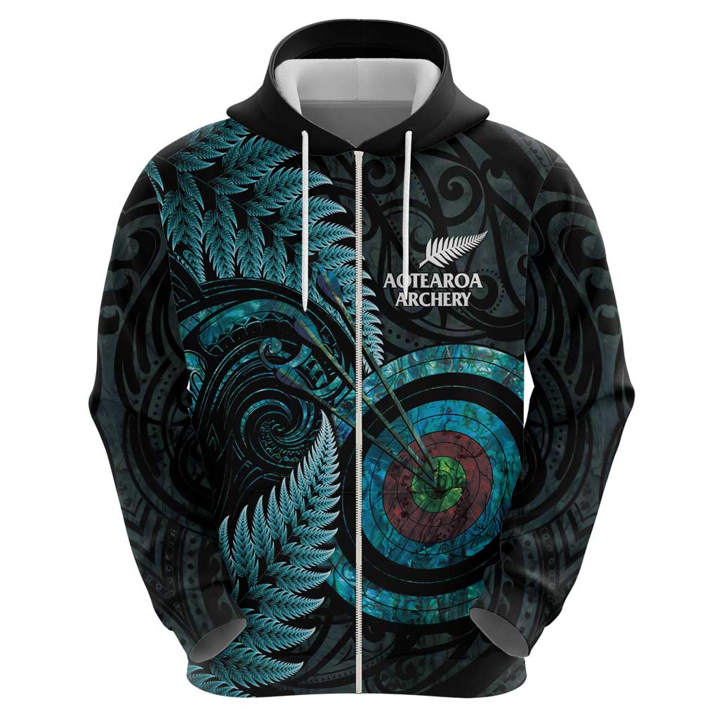 New Zealand Archery Hoodie Aotearoa Silver Fern Maori - Polynesian Pride