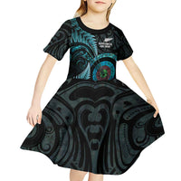 New Zealand Archery Kid Short Sleeve Dress Aotearoa Silver Fern Maori LT14 - Polynesian Pride