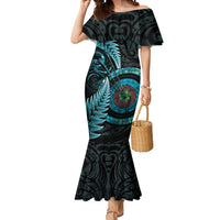 New Zealand Archery Mermaid Dress Aotearoa Silver Fern Maori LT14 Women Turquoise - Polynesian Pride