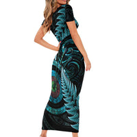 New Zealand Archery Short Sleeve Bodycon Dress Aotearoa Silver Fern Maori LT14 - Polynesian Pride