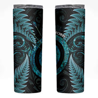 New Zealand Archery Skinny Tumbler Aotearoa Silver Fern Maori LT14 Turquoise - Polynesian Pride