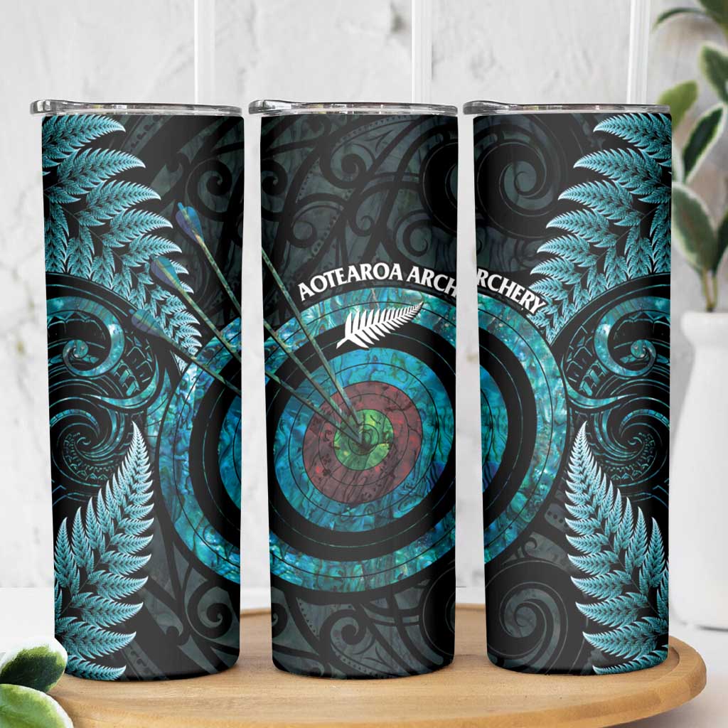 New Zealand Archery Skinny Tumbler Aotearoa Silver Fern Maori LT14 - Polynesian Pride