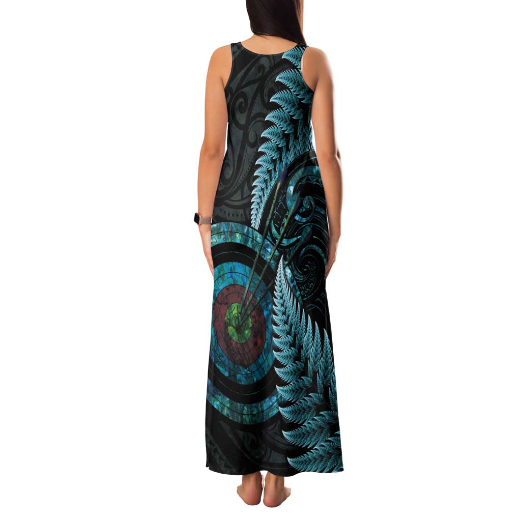 New Zealand Archery Tank Maxi Dress Aotearoa Silver Fern Maori LT14 - Polynesian Pride