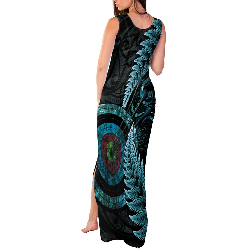 New Zealand Archery Tank Maxi Dress Aotearoa Silver Fern Maori LT14 - Polynesian Pride