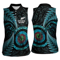 New Zealand Archery Women Sleeveless Polo Shirt Aotearoa Silver Fern Maori LT14 - Polynesian Pride