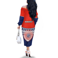 Fiji School Off The Shoulder Long Sleeve Dress Marist Brothers Fijian Tapa Pattern LT14 - Polynesian Pride