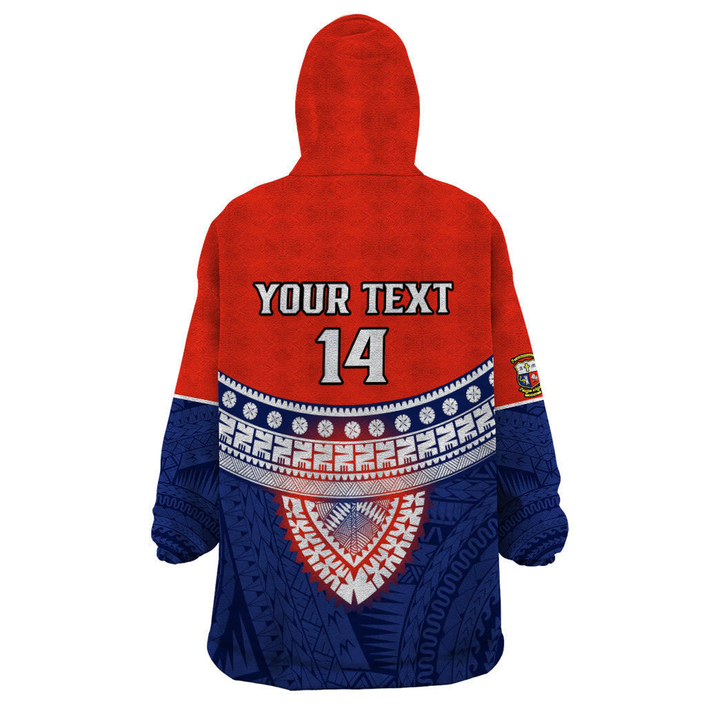 Custom Fiji School Wearable Blanket Hoodie Marist Brothers Fijian Tapa Pattern LT14 - Polynesian Pride