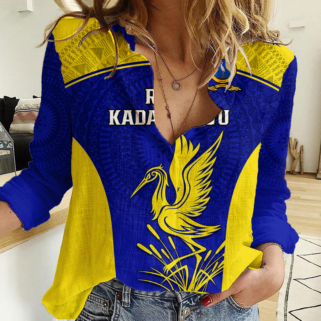 Fiji School Women Casual Shirt Ratu Kadavulevu Heron With Fijian Tapa LT14 Female Gold - Polynesian Pride