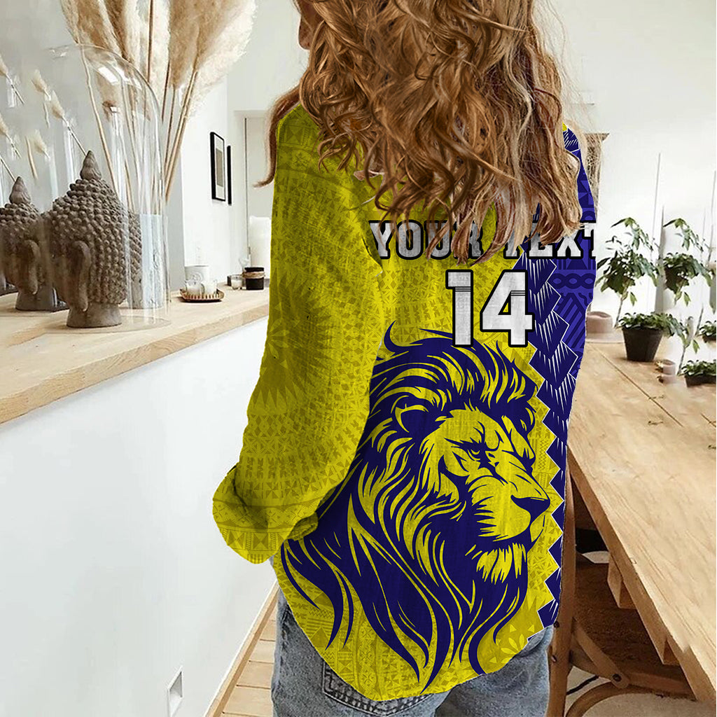 Custom Fiji School Women Casual Shirt Suva Grammar Lions With Fijian Tapa LT14 - Polynesian Pride