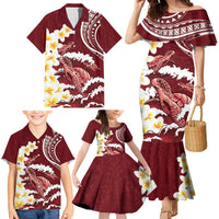 Blood Gold Polynesia Family Matching Mermaid Dress and Hawaiian Shirt Polynesian Frangipani With Sea Turtles LT14 - Polynesian Pride