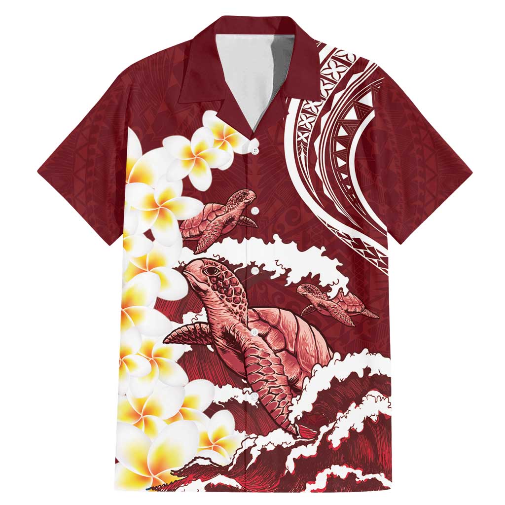 Blood Gold Polynesia Family Matching Mermaid Dress and Hawaiian Shirt Polynesian Frangipani With Sea Turtles LT14 Dad's Shirt - Short Sleeve Blood Gold - Polynesian Pride
