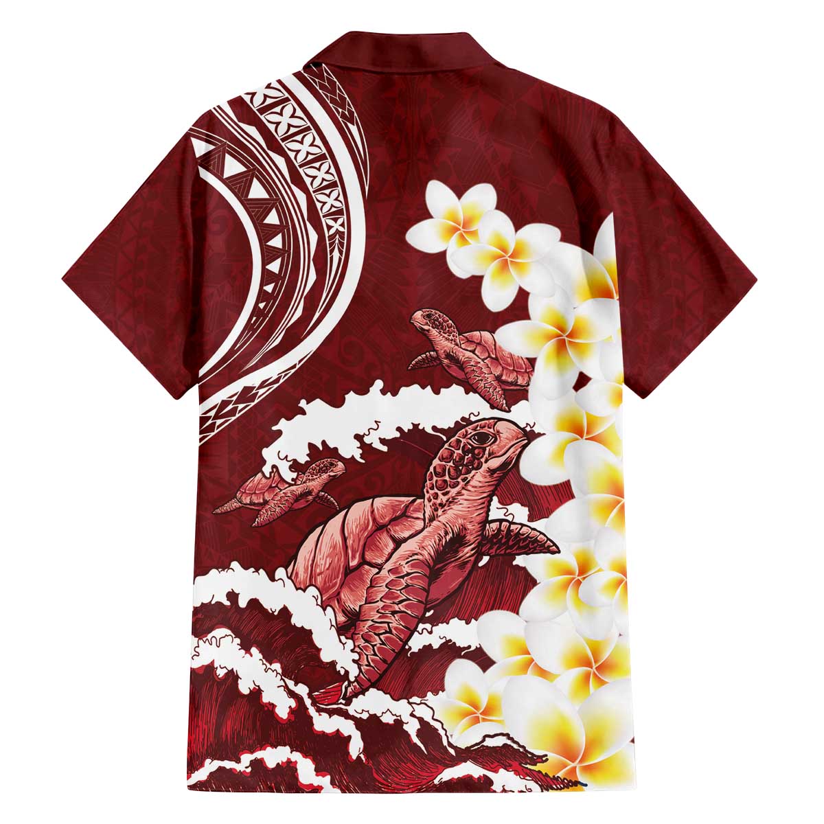 Blood Gold Polynesia Family Matching Off The Shoulder Long Sleeve Dress and Hawaiian Shirt Polynesian Frangipani With Sea Turtles LT14 - Polynesian Pride
