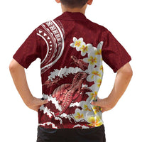 Blood Gold Polynesia Family Matching Off Shoulder Maxi Dress and Hawaiian Shirt Polynesian Frangipani With Sea Turtles LT14 - Polynesian Pride