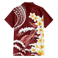 Blood Gold Polynesia Family Matching Off Shoulder Short Dress and Hawaiian Shirt Polynesian Frangipani With Sea Turtles LT14 - Polynesian Pride