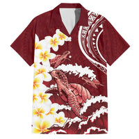 Blood Gold Polynesia Family Matching Puletasi and Hawaiian Shirt Polynesian Frangipani With Sea Turtles LT14 Dad's Shirt - Short Sleeve Blood Gold - Polynesian Pride