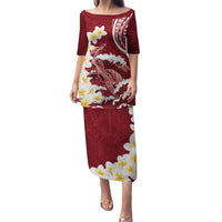 Blood Gold Polynesia Family Matching Puletasi and Hawaiian Shirt Polynesian Frangipani With Sea Turtles LT14 Mom's Dress Blood Gold - Polynesian Pride
