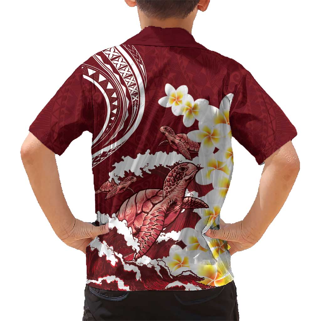 Blood Gold Polynesia Family Matching Short Sleeve Bodycon Dress and Hawaiian Shirt Polynesian Frangipani With Sea Turtles LT14 - Polynesian Pride