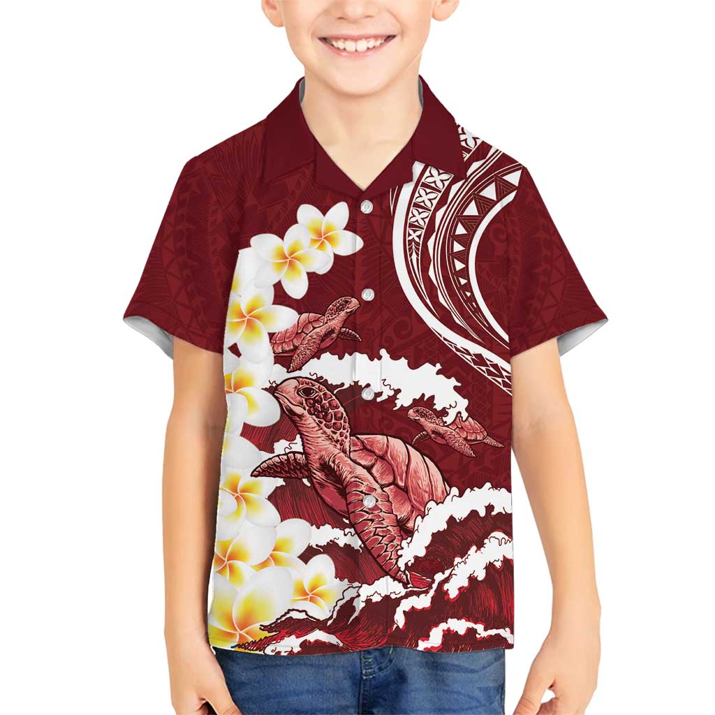 Blood Gold Polynesia Family Matching Summer Maxi Dress and Hawaiian Shirt Polynesian Frangipani With Sea Turtles LT14 Son's Shirt Blood Gold - Polynesian Pride