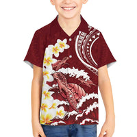 Blood Gold Polynesia Family Matching Tank Maxi Dress and Hawaiian Shirt Polynesian Frangipani With Sea Turtles LT14 Son's Shirt Blood Gold - Polynesian Pride