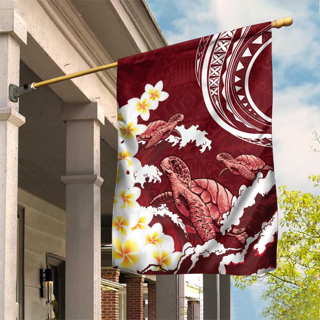Blood Gold Polynesia Garden Flag Polynesian Frangipani With Sea Turtles LT14 House Flag Blood Gold - Polynesian Pride