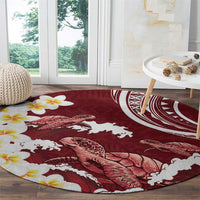 Blood Gold Polynesia Round Carpet Polynesian Frangipani With Sea Turtles LT14 - Polynesian Pride