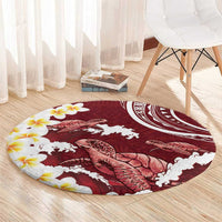Blood Gold Polynesia Round Carpet Polynesian Frangipani With Sea Turtles LT14 - Polynesian Pride