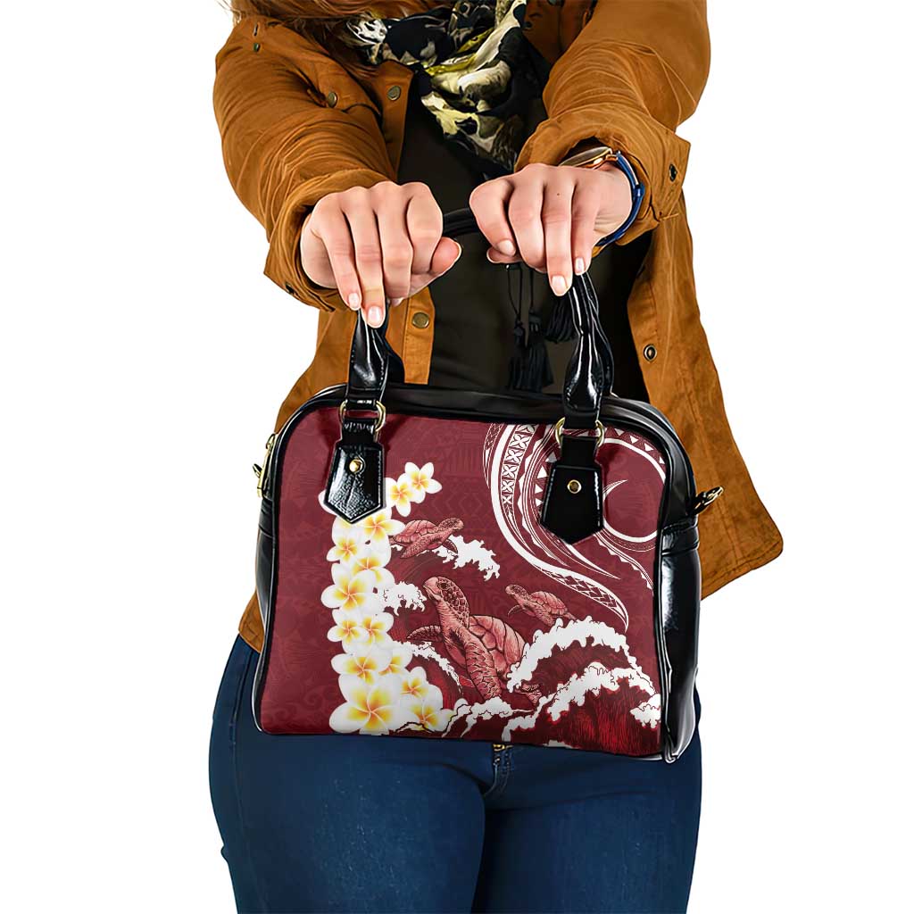 Blood Gold Polynesia Shoulder Handbag Polynesian Frangipani With Sea Turtles LT14 One Size Blood Gold - Polynesian Pride