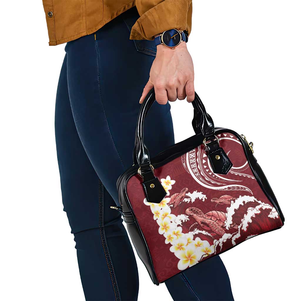 Blood Gold Polynesia Shoulder Handbag Polynesian Frangipani With Sea Turtles LT14 - Polynesian Pride
