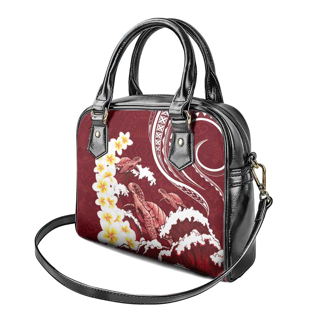 Blood Gold Polynesia Shoulder Handbag Polynesian Frangipani With Sea Turtles LT14 - Polynesian Pride