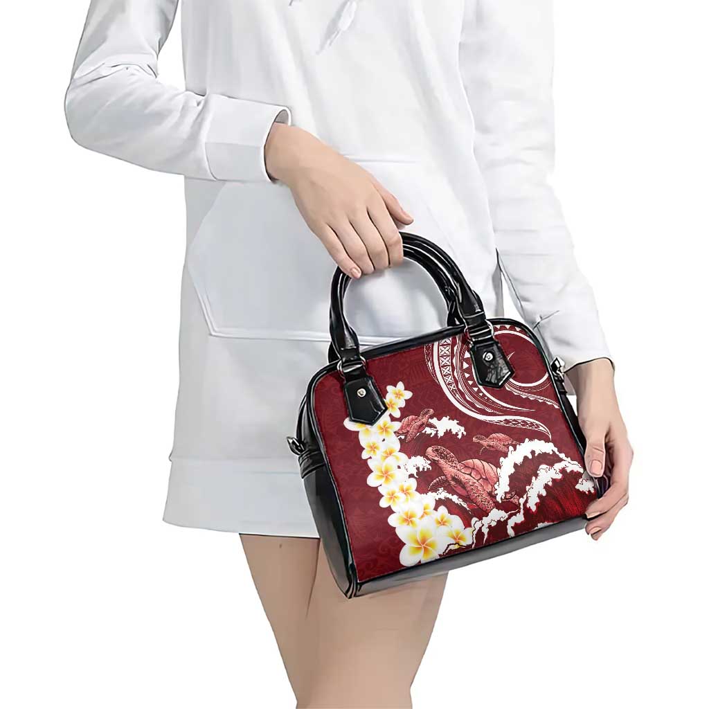 Blood Gold Polynesia Shoulder Handbag Polynesian Frangipani With Sea Turtles LT14 - Polynesian Pride