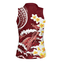 Blood Gold Polynesia Women Sleeveless Polo Shirt Polynesian Frangipani With Sea Turtles LT14 - Polynesian Pride