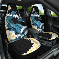 Black Polynesia Car Seat Cover Polynesian Frangipani With Sea Turtles LT14 One Size Black - Polynesian Pride