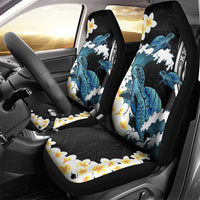 Black Polynesia Car Seat Cover Polynesian Frangipani With Sea Turtles LT14 - Polynesian Pride