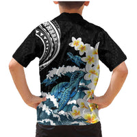 Black Polynesia Family Matching Mermaid Dress and Hawaiian Shirt Polynesian Frangipani With Sea Turtles LT14 - Polynesian Pride