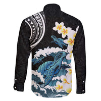 Black Polynesia Family Matching Short Sleeve Bodycon Dress and Hawaiian Shirt Polynesian Frangipani With Sea Turtles LT14 - Polynesian Pride
