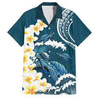 Dark Teal Polynesia Hawaiian Shirt Polynesian Frangipani With Sea Turtles LT14 Dark Teal - Polynesian Pride
