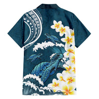 Dark Teal Polynesia Hawaiian Shirt Polynesian Frangipani With Sea Turtles LT14 - Polynesian Pride