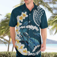 Dark Teal Polynesia Hawaiian Shirt Polynesian Frangipani With Sea Turtles LT14 - Polynesian Pride