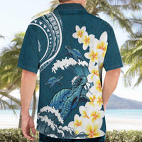 Dark Teal Polynesia Hawaiian Shirt Polynesian Frangipani With Sea Turtles LT14 - Polynesian Pride