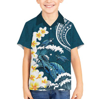 Dark Teal Polynesia Hawaiian Shirt Polynesian Frangipani With Sea Turtles LT14 - Polynesian Pride