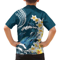 Dark Teal Polynesia Hawaiian Shirt Polynesian Frangipani With Sea Turtles LT14 - Polynesian Pride
