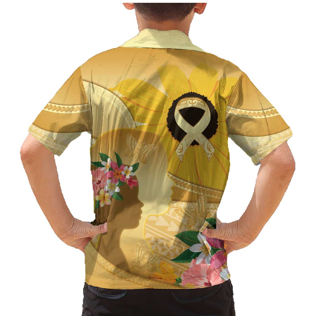 Polynesia Childhood Cancer Awareness Family Matching Mermaid Dress and Hawaiian Shirt Be Bold Go Gold Polynesian Art LT14 - Polynesian Pride
