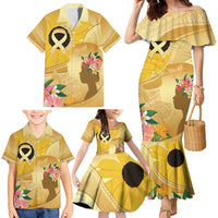 Polynesia Childhood Cancer Awareness Family Matching Mermaid Dress and Hawaiian Shirt Be Bold Go Gold Polynesian Art LT14 - Polynesian Pride