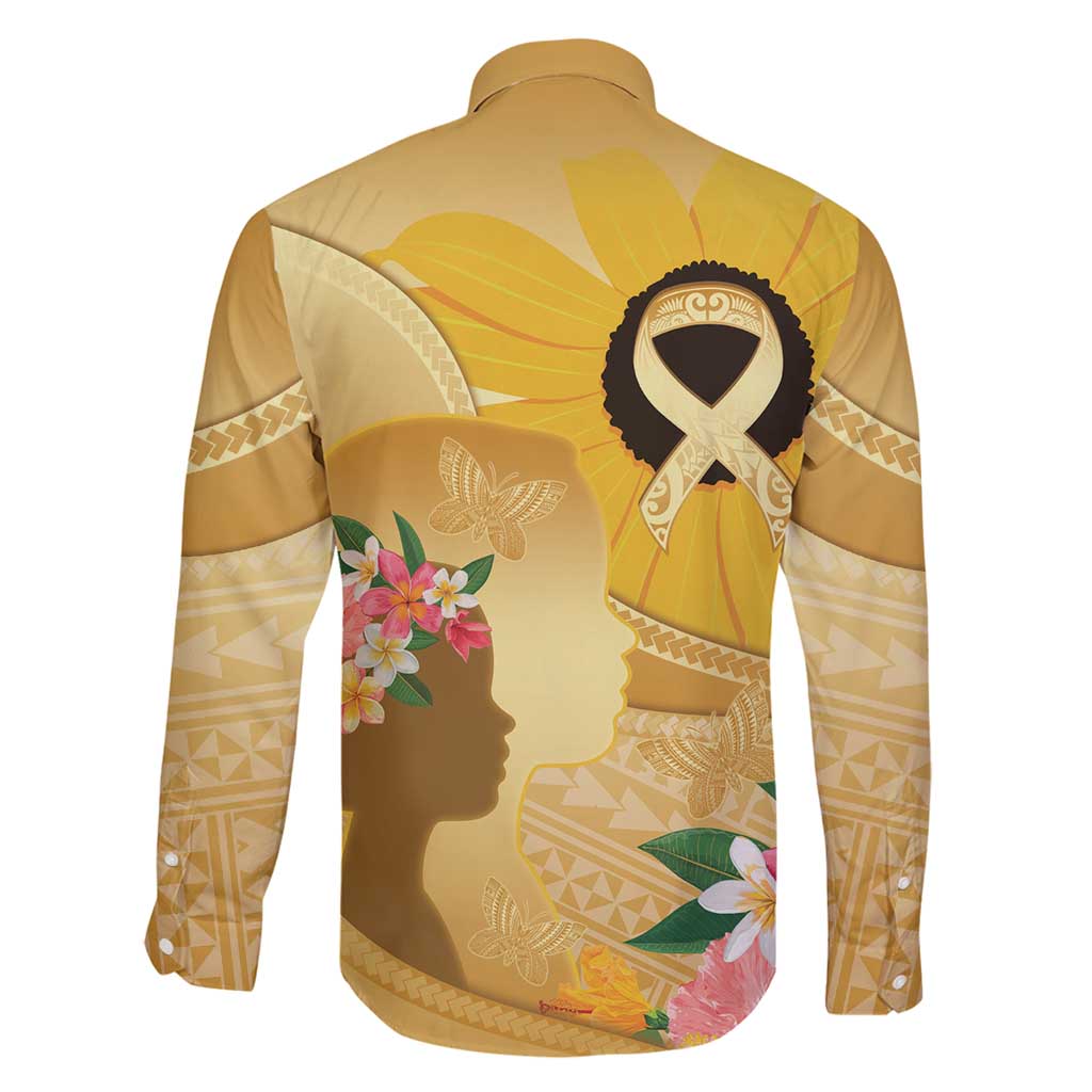 Polynesia Childhood Cancer Awareness Family Matching Mermaid Dress and Hawaiian Shirt Be Bold Go Gold Polynesian Art LT14 - Polynesian Pride