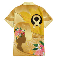 Polynesia Childhood Cancer Awareness Family Matching Puletasi and Hawaiian Shirt Be Bold Go Gold Polynesian Art LT14 - Polynesian Pride